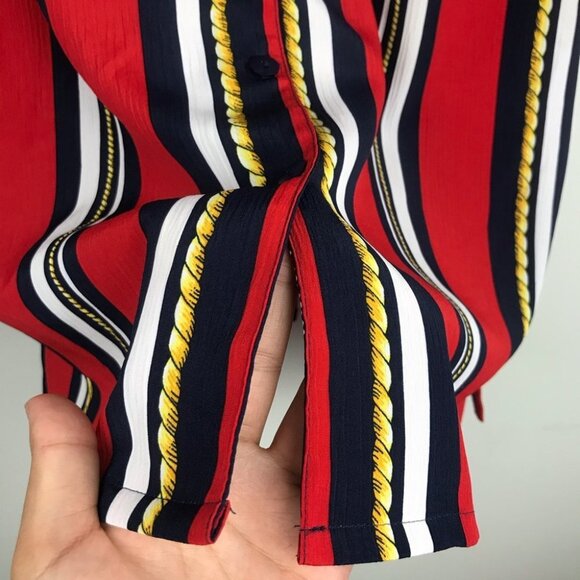 Vintage Alia Stripped Colourful Button Up Shirt Unisex Padded Shoulder Size 12 - Picture 8 of 12